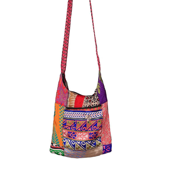 Reclaimed Patchwork Sari Zip Top Shoulder Bag