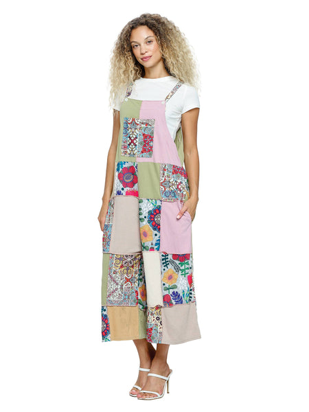 Overall Hippie Floral Patchwork -blue/grey/sea foam