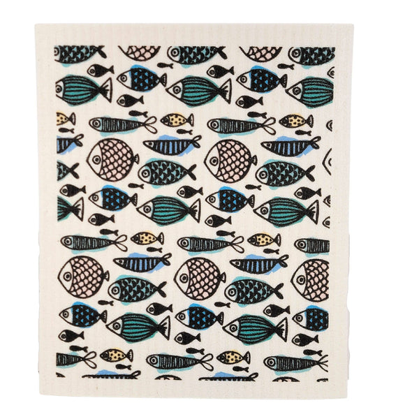 Summer Fish Pattern Swedish Dishcloth - Beach Home Dishcloth