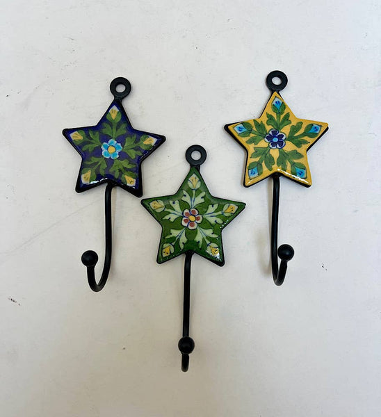 Pottery Hook 2" Star Green