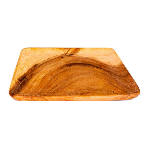 Square Acacia Wood Dinner Plate