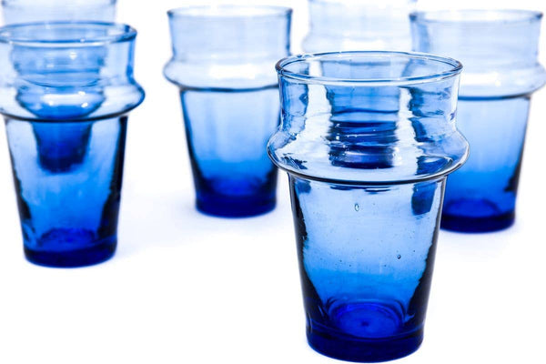 Beldi Moroccan Water/Tea Glasses, Blue/Small