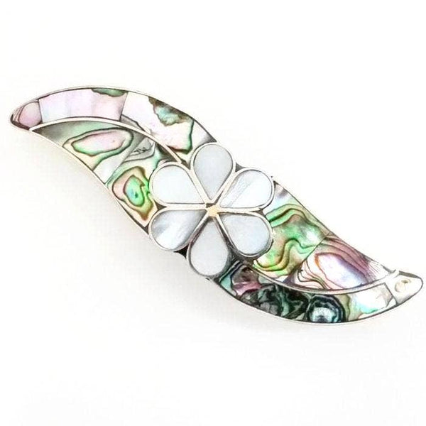 Blue Pacific Abalone & Mother-of-Pearl Hair Clip Barrettes