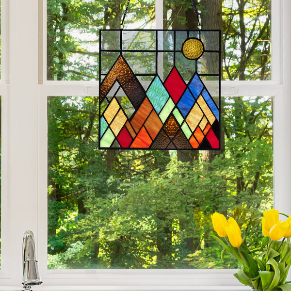 10"H Beyond the Mountain Tops Multicolored Window Panel