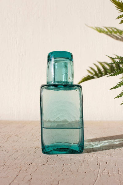 BEDSIDE WATER CARAFE AND DRINKING GLASS