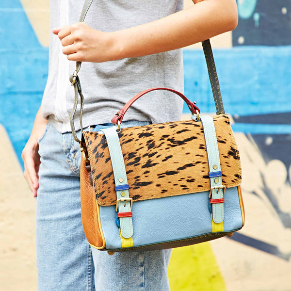 Recycled Leather Multicoloured Animal Print Large Hand Bag