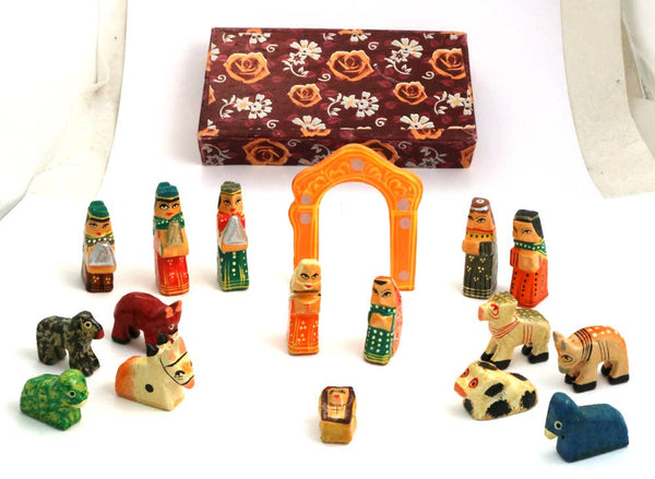 Indian Benares Arch Nativity Set - 17 piece