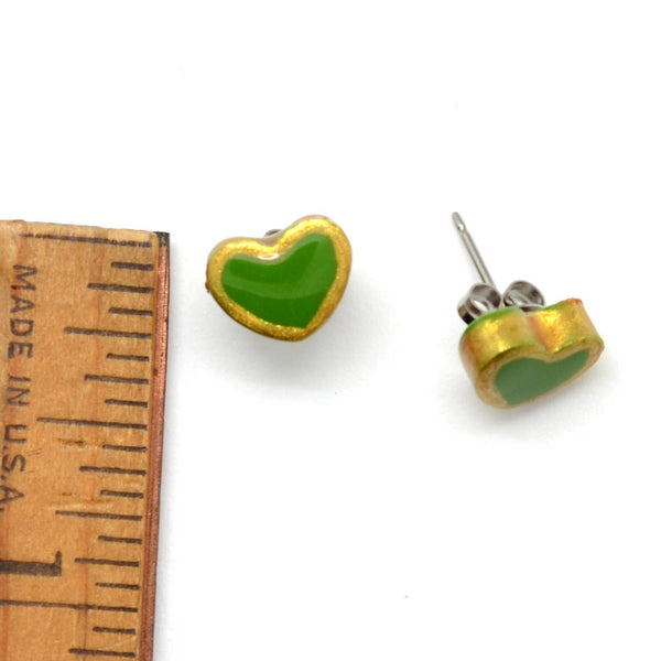 Ceramic Gold Edge Heart Studs