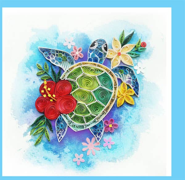 Sea Turtle & Hibiscus Quilling Card