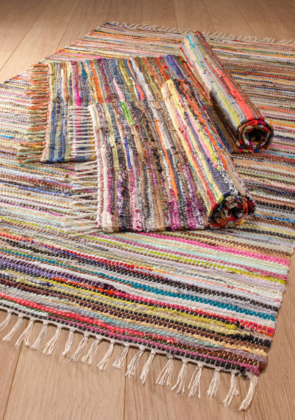 Multi Colour Recycled Cotton Rag Rug 120 X 180cm