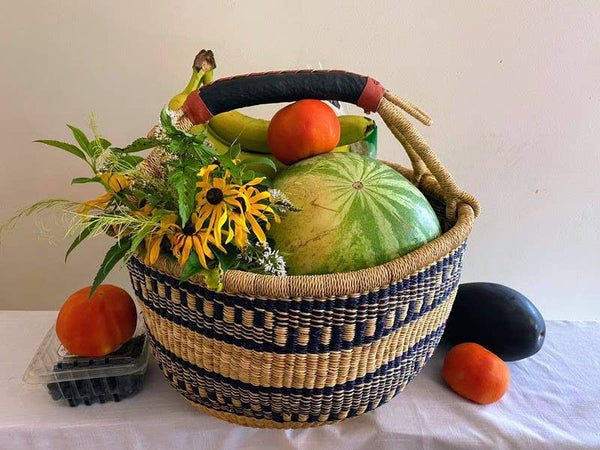 Market Basket Bolga Basket/, blue and natural