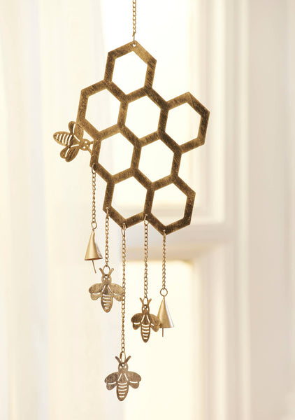 Hexagon Honeycomb Bee Iron Windchime