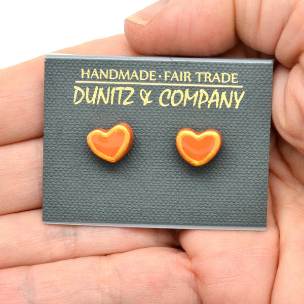 Ceramic Gold Edge Heart Studs