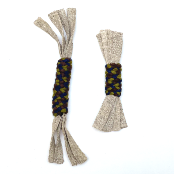 Dharma Dog Toy, Wool & Hemp Twist Pull, Navy/Green