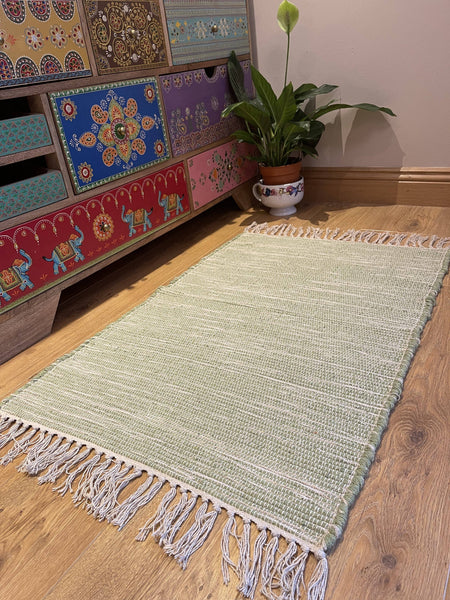 HUSH Hand Loomed Soft Cotton Rug in Muted Colours