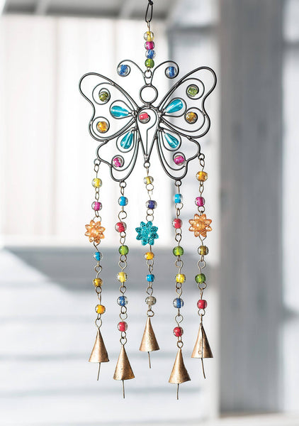 Butterfly Windchime With Mixed Beads