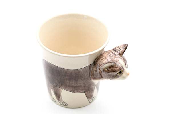 Gray and White cat Mug - 10 Oz