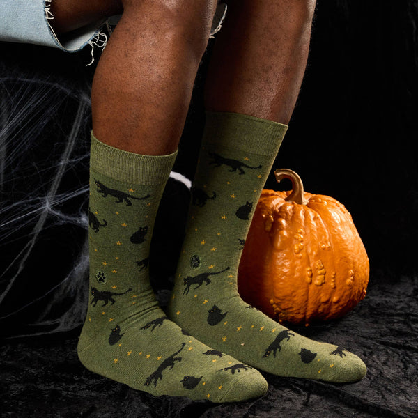 Socks that Save Cats (Green Cats)- Medium