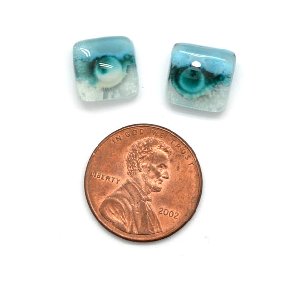 Small Square Glass Stud Earrings - Assorted Colors