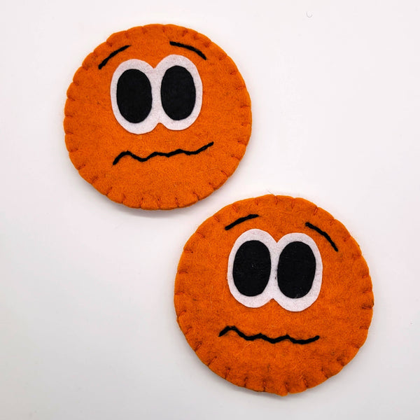 Orange Worried Emoji Felted Wool Drink Coaster
