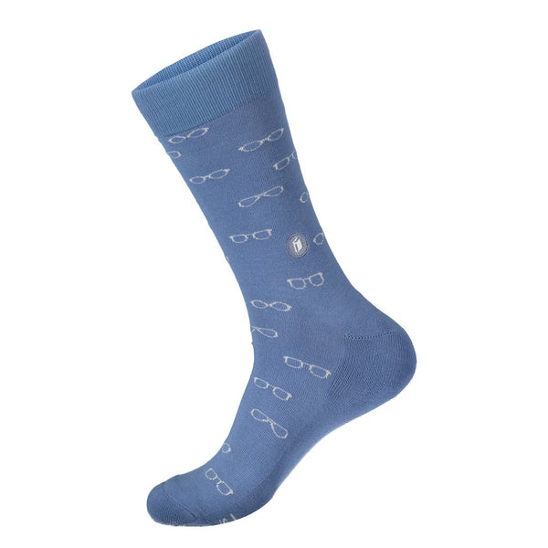 Socks that Give Books -Light Blue with Glasses