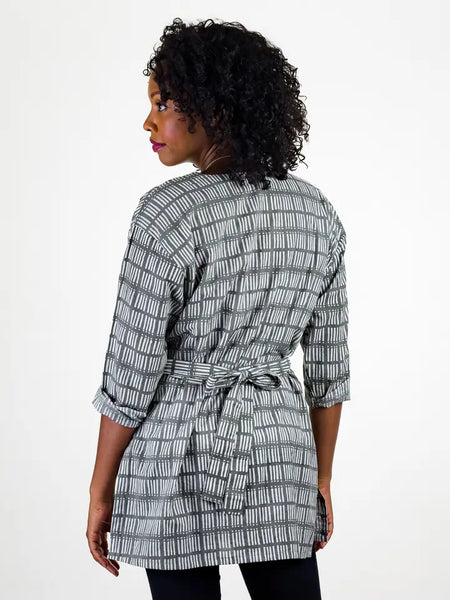 Kamini Women's Dash Belted Tunic - Block Print Cotton, L/Xl