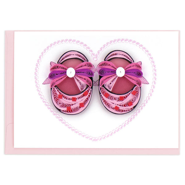Pink Baby Booties Gift Enclosure Mini Card