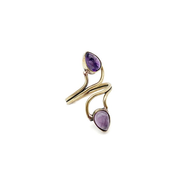 Tanvi Collection Ring - Gold with Double Amethyst