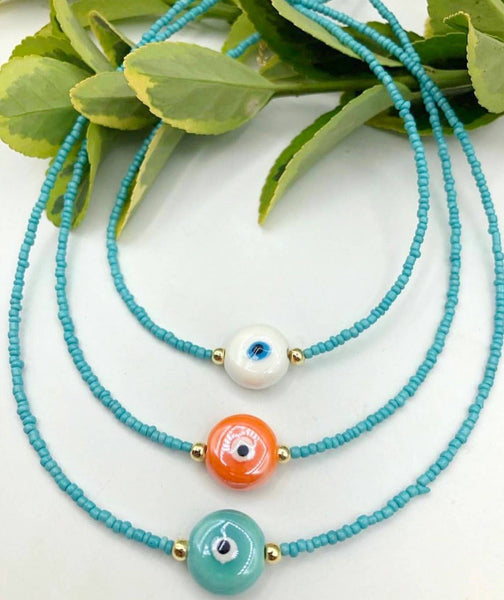 Turquoise Beads Evil Eye Necklace