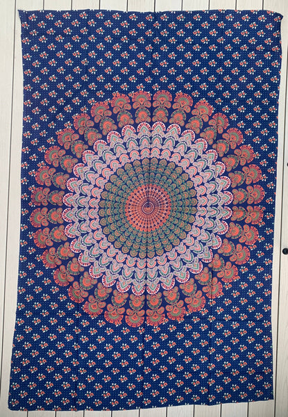 Lotus Mandala Tapestry - Blue