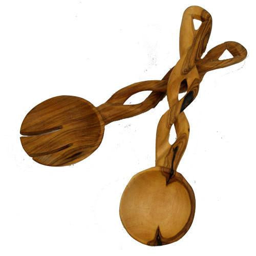 Olivewood Serving Set with Braided Handles