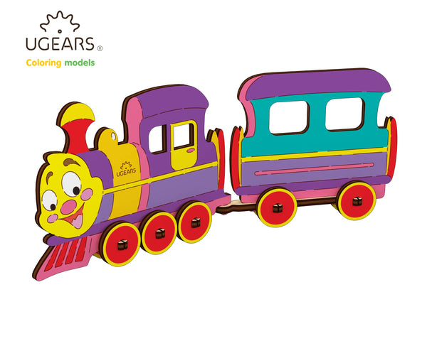 Locomotive Kids Wooden Coloring Model & Self Assembly