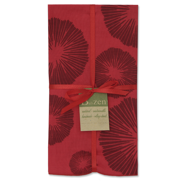 Red, Orange Coral & Taupe Print Cotton Napkins, Sets of 4