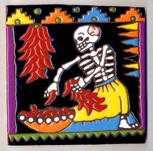 Skeleton With Chiles Tile
