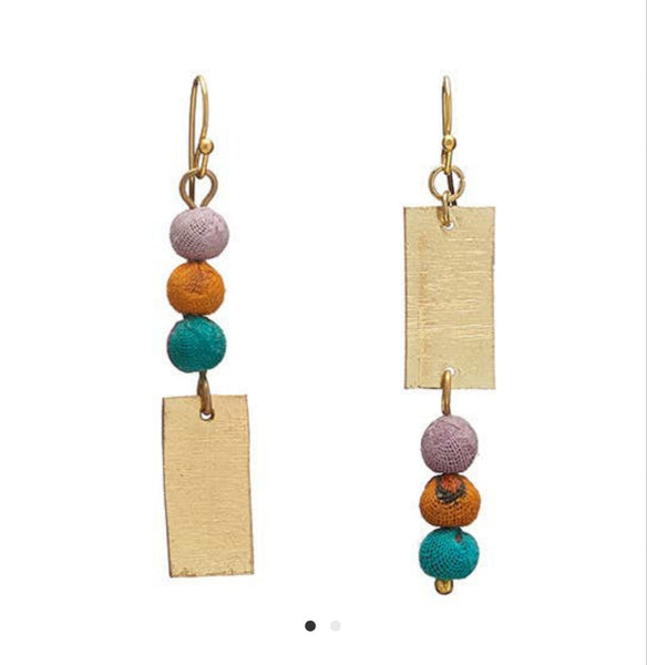 Asymmetrical Kantha Earrings