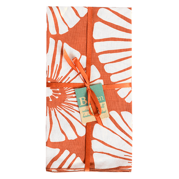Spice Orange & Mulberry Print Cotton Napkins, Sets of 4