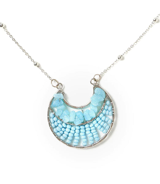 Amazonite Crystal Silver Pendant Necklace