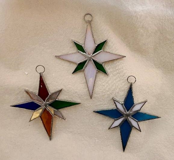 Small Glass Flat Stars Multicolored 4”