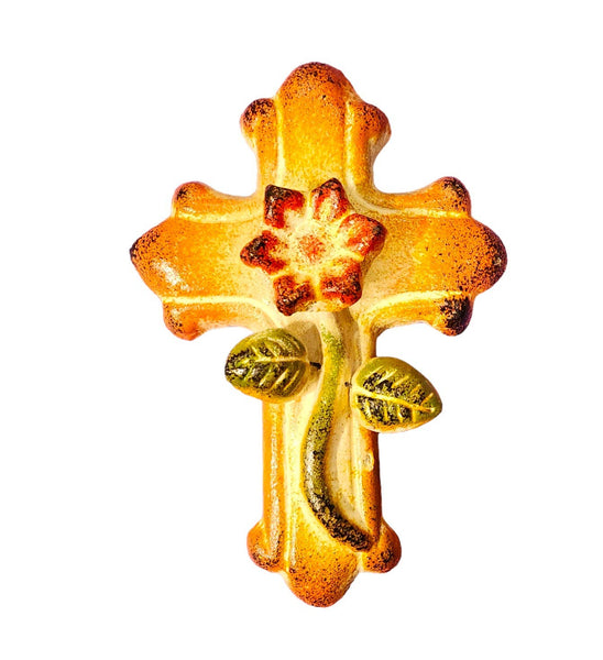 Clay Cross With A Flower Relief
