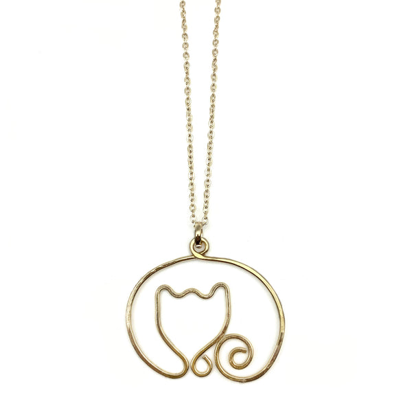 Gold Plated Pendant Necklace - Cat