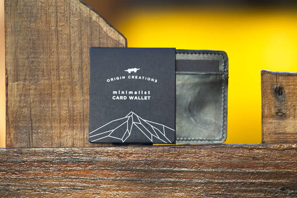 Minimalist Card Wallet /  Natural Grain Leather Black