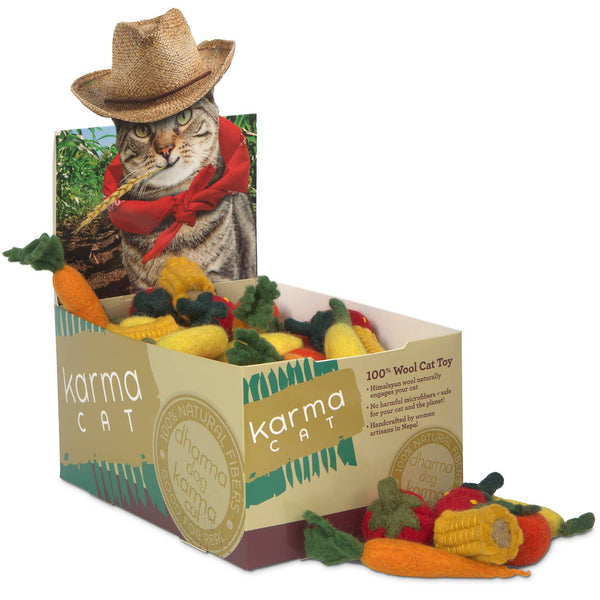 Farmer Cat Wool Pet Toy - 60 Asst. Counter Display