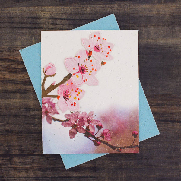 Cherry Blossoms Embellished Print Greeting Card