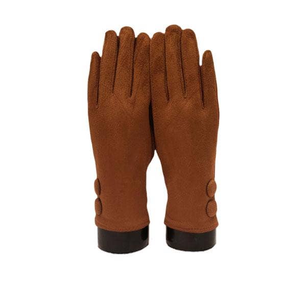 Suede Feel w/ 2 Large Buttons- Texting Glove