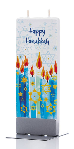 Flat Handmade Candle - Happy Hanukka Candles