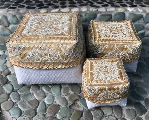 Offering Box from Bali -Natural &  White