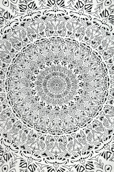Mandala Black & White Tapestry