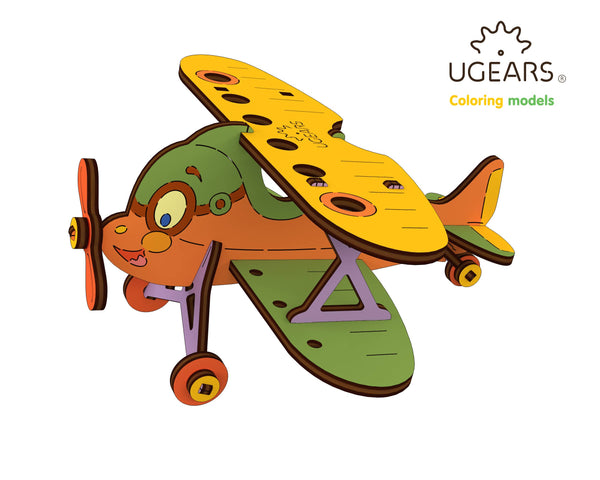 Biplane Kid Mechanical Coloring Model & Self Assembly