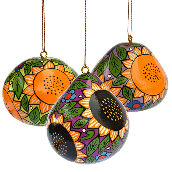 Sunflowers Painted Gourd Ornament