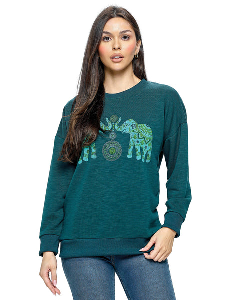 Pullover with Mandala Elephants Print